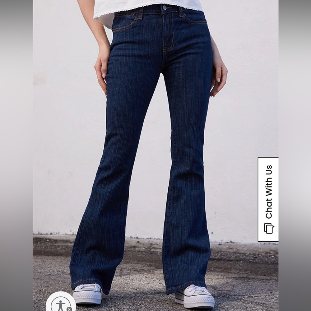Dark Indigo Low-Rised Flared Jeans